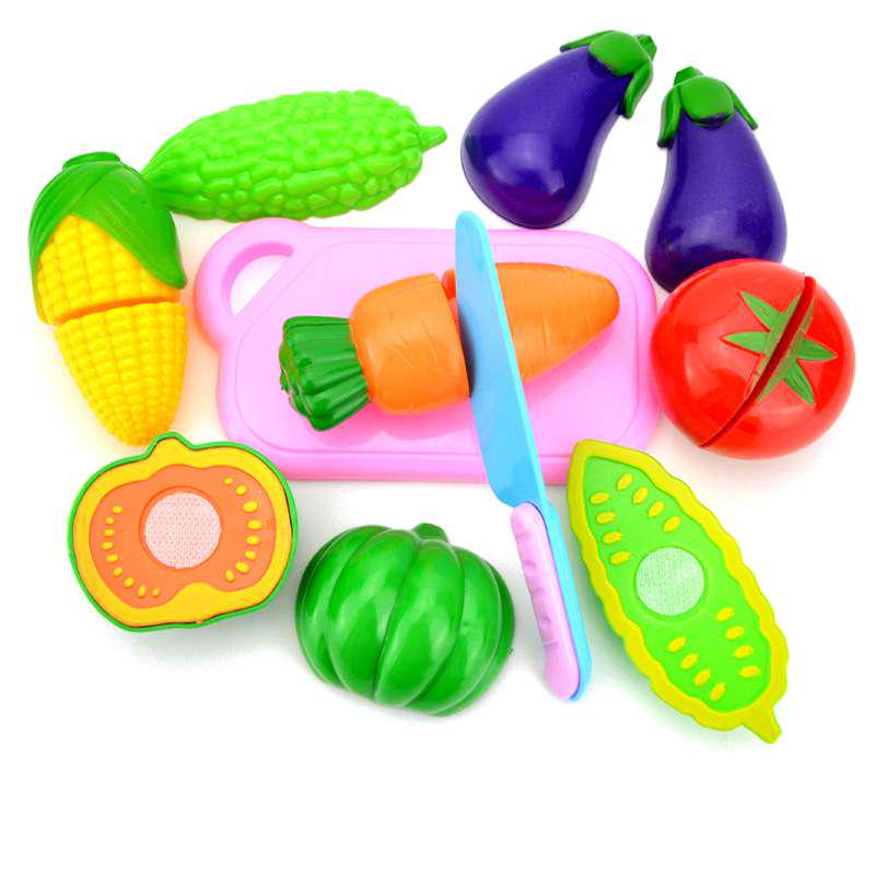 Okul Öncesi Çocuklar Plastik Kesme Sebzeler Meyveler Oyuncak Seti Çocuklar Erken Eğitici Oyuncaklar Bebek Rol Yapma Oyunu Evi Yemek Oyun Seti