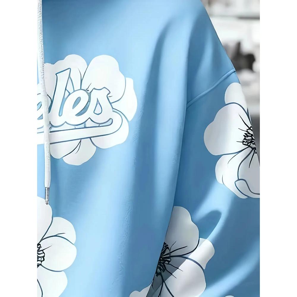 Men's Flower Print Versatile Comfortable Sweatshirt Casual Warmth Simple Hoodies Sweatshirts Men’s