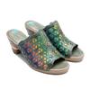 Handgemachte bemalte Hausschuhe im ethnischen Stil aus echtem Leder Patchwork Spitze Damen Sandalen mit rundem Absatz