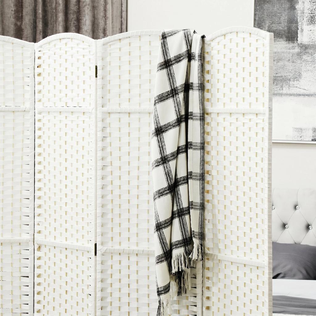 8-Panel Room Divider, Foldable Privacy Screen, Privacy Wall for Living Room, Bedroom, Home Office, White