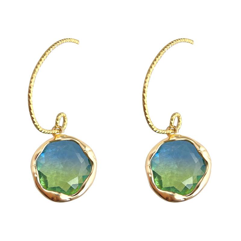 Boucles d'oreilles en Cristal de Verre Dégradé Chinois - Rétro, Polyvalentes, Style Littéraire, Bijoux de Mode de Niche