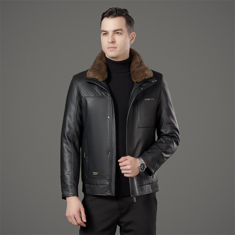 

Универсальная мужская бархатная кожаная куртка осень и зима, новая высококачественная деловая повседневная ветрозащитная кожаная куртка 5XL
