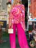 2024 Colorful Chiffon Casual Print Round Neck Two-Piece Summer Set