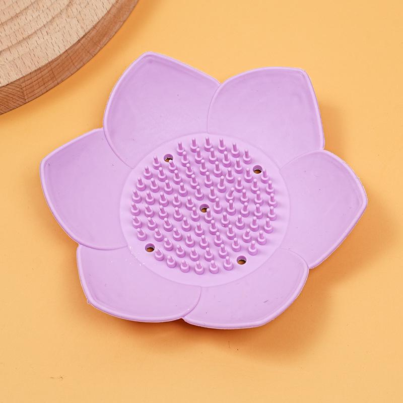 Silicone Lotus Soap Dish - Universal Punch-Free Draining Box for Kitchen & Bathroom