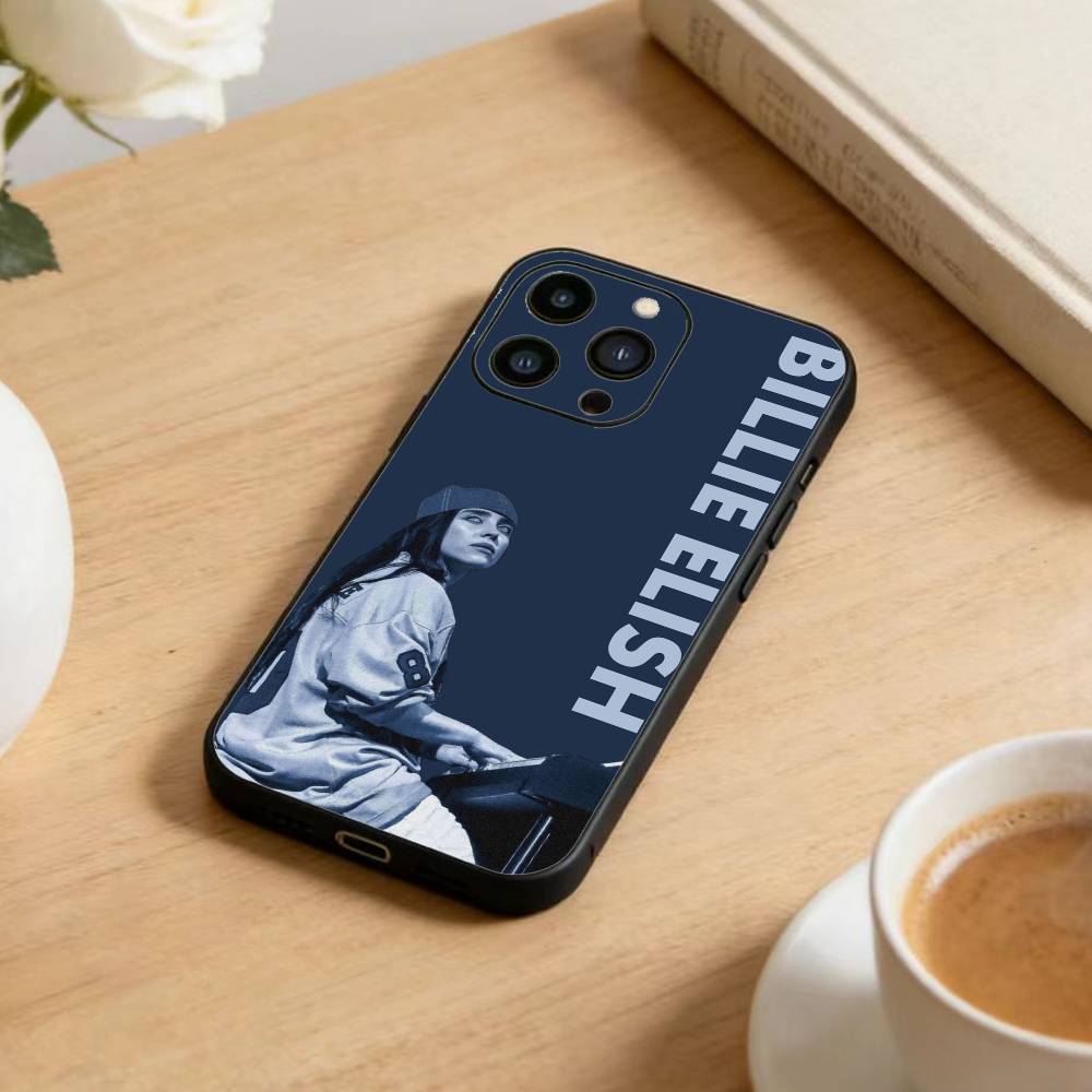 S-Singer B-Billie Eilish Phone Case For iPhone17,16,15,14,13,12 Plus,Max Soft Silicone Black Cover