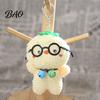 Backpack Decoration Cute Glasses Pig Plush Keychain, Soft Stuffed Animal Pendant with Bell, Keychain Cartoon Bag Charm for Backpack, Mini Doll