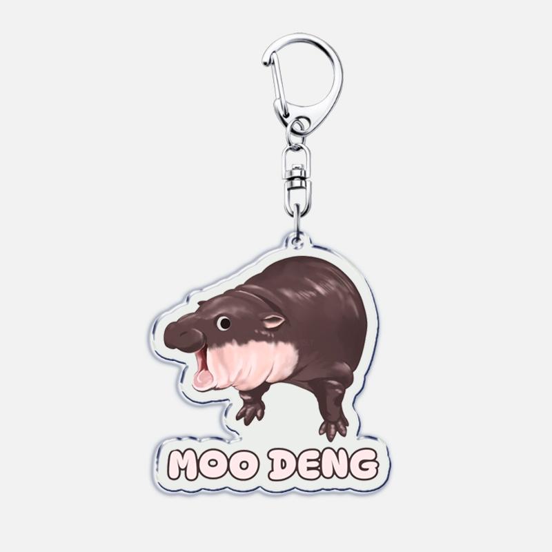 Funny Baby Hippo Cute Keychains Keyring for Accessories Bag Moo Deng Meme Pendant Keyring Jewelry Fans Gifts