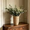 Cesta de Flores Tecida Vaso de Grama Marinha Rústico Vaso Vintage com Revestimento à Prova d'Água Vaso para Plantas de Interior para Arranjo de Flores Armazenamento Doméstico