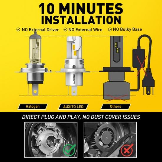 2-4X H4 9003 LED Headlight Bulbs Hi Low Beam Conversion Kit Canbus Yellow