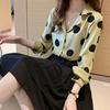 Women Summer Style Polka Dot Shirt Lady Casual Short Sleeve Stand Collar Flower Printed Blusas Tops