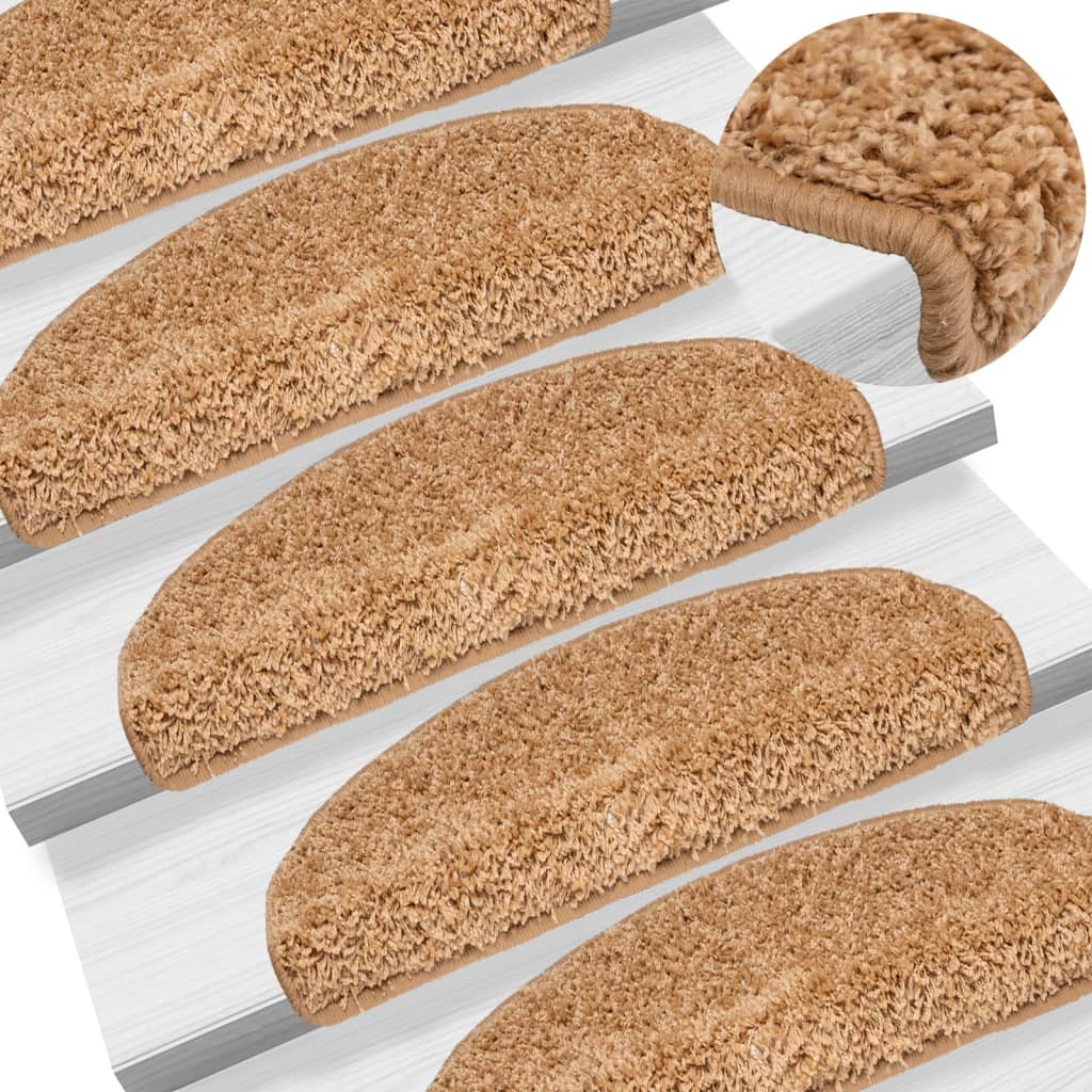 Vidaxl Treppenmatten 15 Stück. 65X21X4 Cm Beige Halbrund Groß