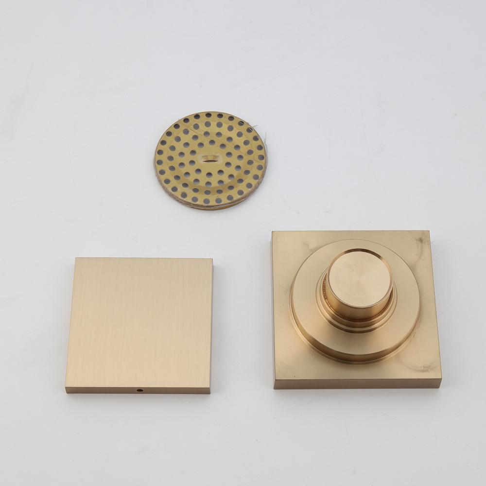 JIENI Dreno de Chão Quadrado 4 Polegadas Preto Fosco para Água de Banho Inserção de Azulejo Metal de Aço Inoxidável Polido Moderno para Casa Hotel