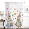 Single Panel Easter Bunny Curtain Rabbit Egg Pattern Pole Window Spring Kids Room Decor Sheer Polyester