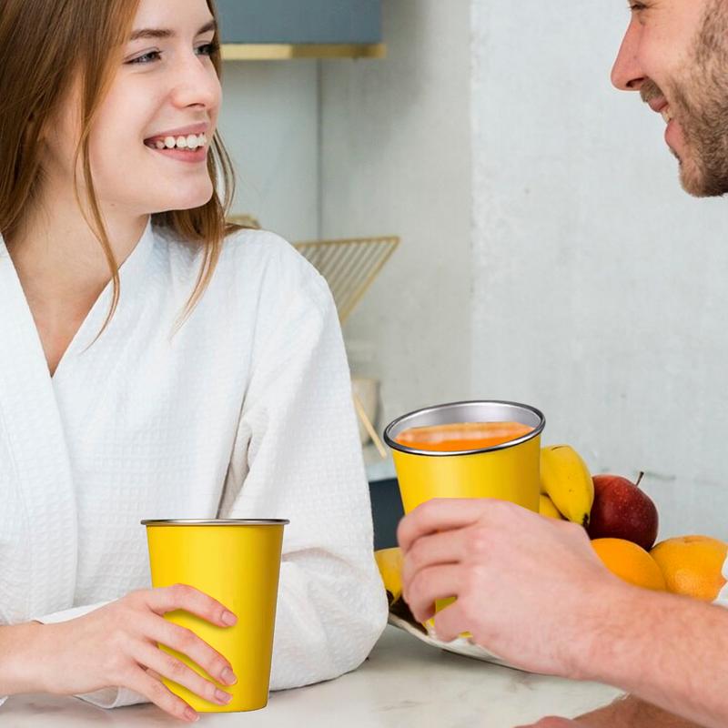 Stainless Steel Drinking Cups Straight Drinking Cups Yellow Coffee Mug Reusable Stainless Steel Lightweight Insulated Tumbler