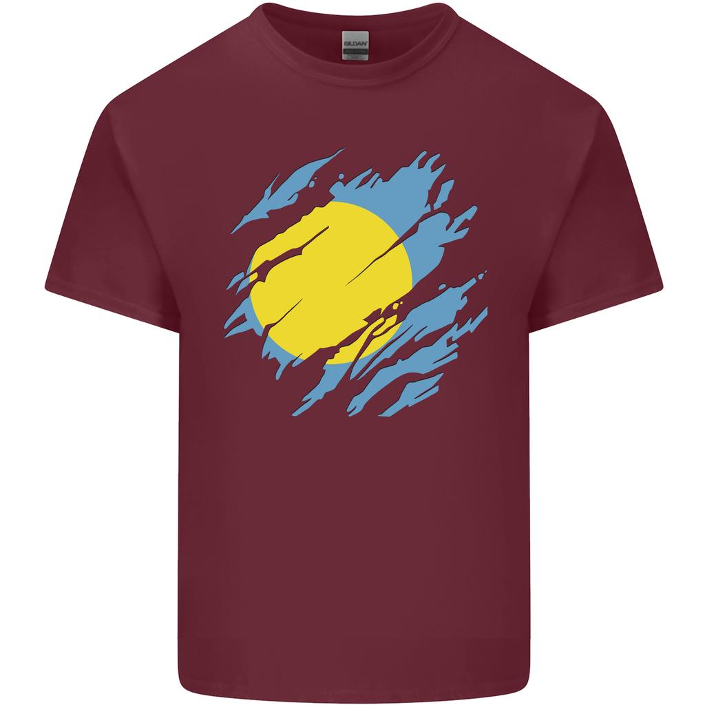 Torn Palau Flag Palauan Day Football Unisexs Light Cotton TShirt