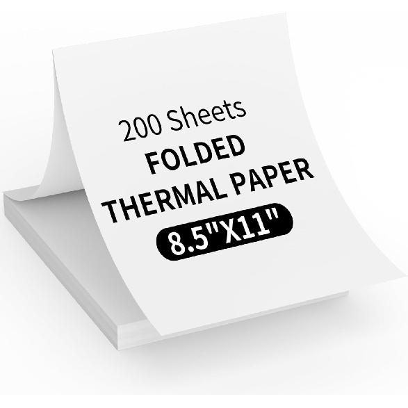 Thermal Printer Paper 8.5" x 11",US Letter Folding Printing Paper Compatible with A4 Portable Thermal Printer,Continuous Folded Printing Paper (100