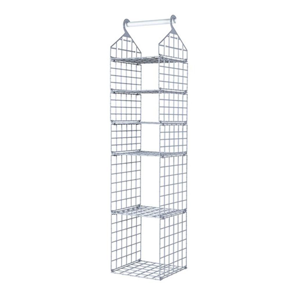 2/3/4/5 Tier Folding Closet Organization Shelves Multi-Purpose Checkered Clothes Rack For Home Bedroom