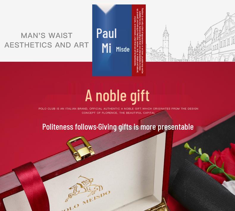 Paul Messder Men's High-End Genuine Leather Belt with Automatic Buckle - Top Layer Cowhide.