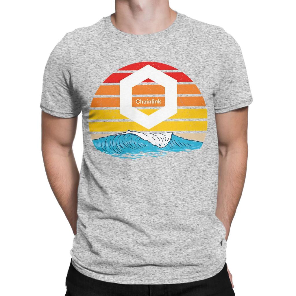 Chainlink Ride the Wave Sunset Design Novelty 100 Cotton TShirt Chainlink Tees Tops For Unisex