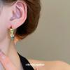 Silver needle colored glass round beaded earrings retro light luxury exquisite temperament earrings niche high-end earrings women