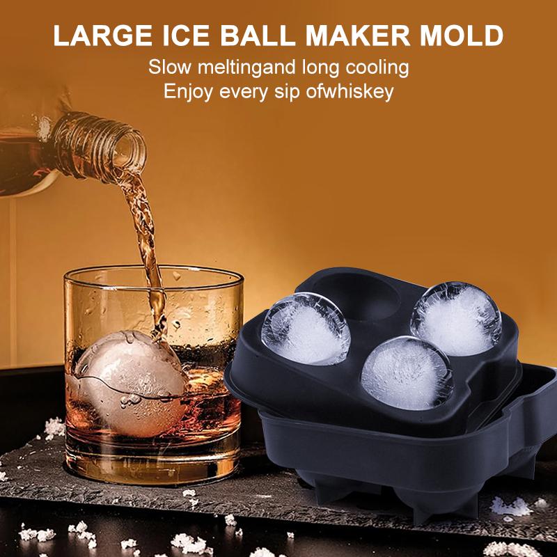 4/6 cavity silicone ice hockey tray, reusable round ice cube mold, perfect tool for frozen cocktails in kitchen bars