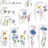 Wondever Summer Garden Flower Window Clings Hummingbird Floral Butterfly Glass Decal Anti Collision Double-Side Static Window Stickers for Home Glass