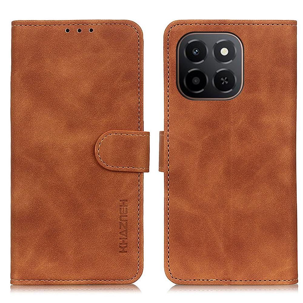 

KHAZNEH For Honor X6c 4G Case PU Leather Retro Texture Phone Cover Brown