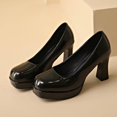 Moda 2024 Primavera e Autunno Nuovi alla Moda Capispalla Donna Tacchi Alti Grandi Fondo Spesso Monocolore Comode Scarpe Singole