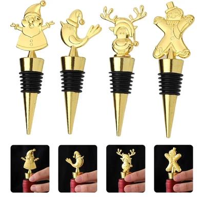 1 Stück Weihnachtsmann Weihnachts-Weinflaschenverschluss Lebkuchenmann Weihnachten Elch Gold Flaschenverschluss Verschluss Weinbar-Zubehör Geschenk