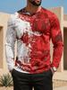 Spooky Long-sleeve T-shirt with Blood Splatter Print, Ideal for Halloween Events.