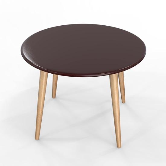 Round Coffee Table 60.96cm Diameter Modern Tea Table Furniture Wooden 4 Legs  Table