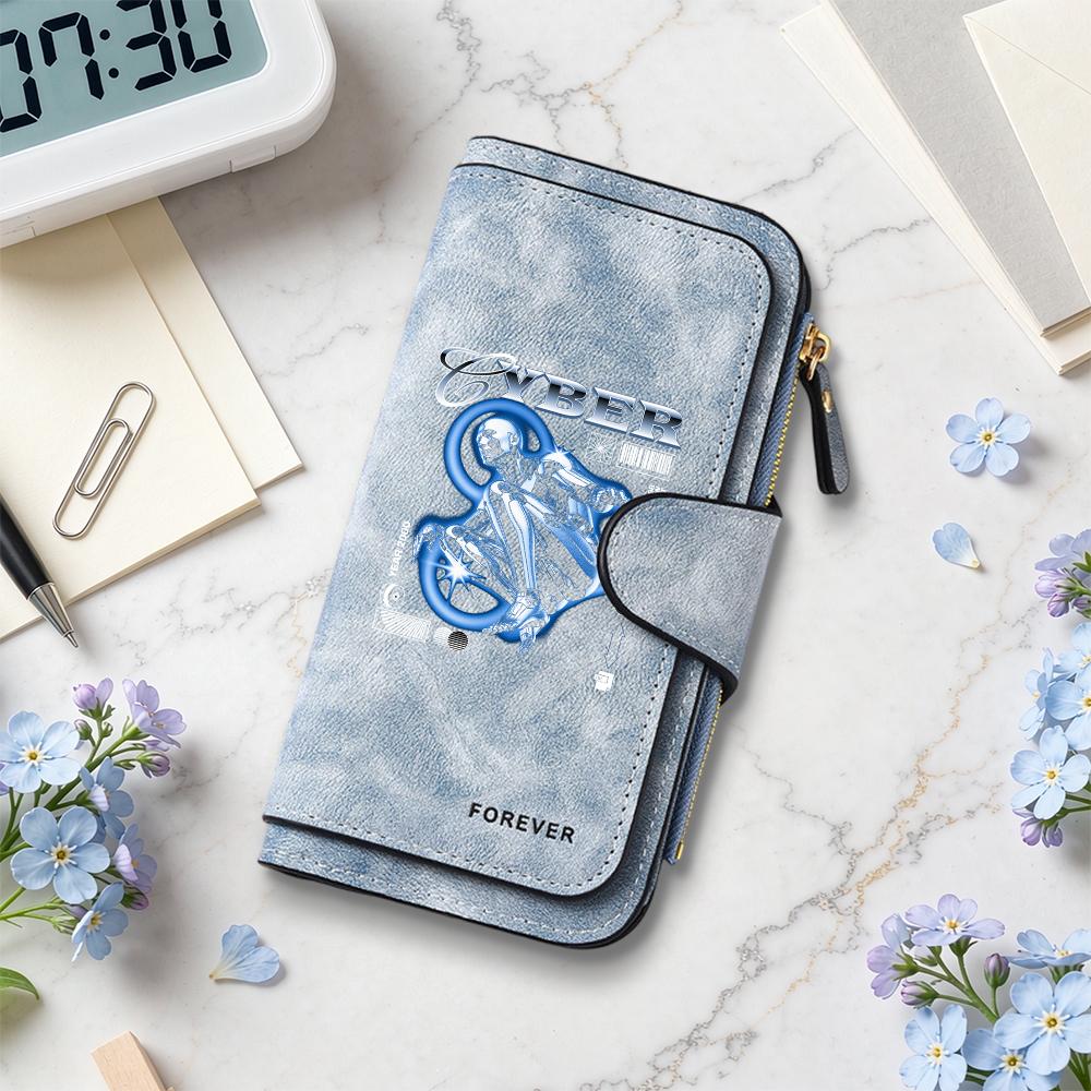 Cyber Pattern Long Wallet Multi Card Slot Fashion Portable PU Leather Purse