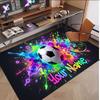 Soccer Theme Soft Crystal Velvet Rug Custom Name & Text Print Non Slip Floor Rug for Bedroom Living Room