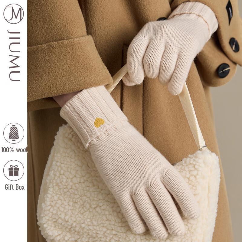 JIUMU Women's Lamb Wool Warm Gloves