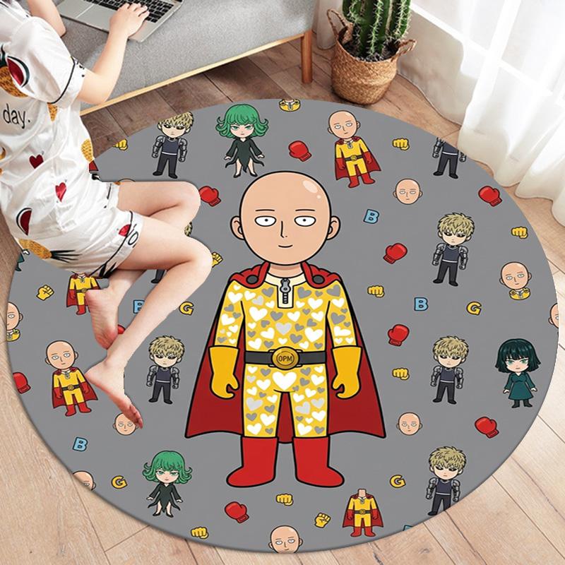 Onepunch Man Round Area Rug Carpet Rug For Living Room Bedroom Sofa Playroom Decor Nonslip Floor Mat