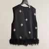 Women's Embroidered Color-Block Round Neck Vest