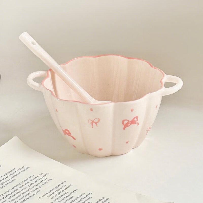 

CERAMICS 6-inch Floral Ceramic Bowl with Spoon