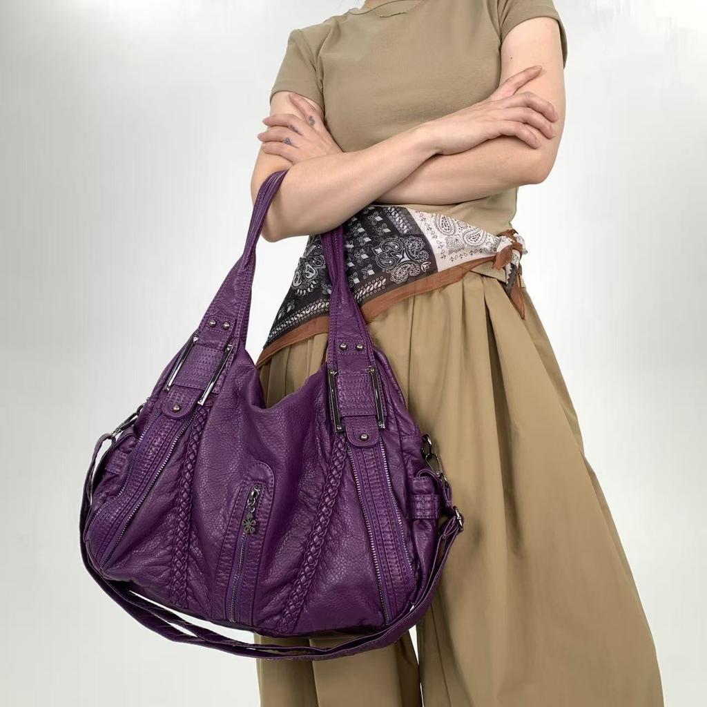 Ladies' street Y2K personalized punk vintage tote bag with large capacity and multiple pockets, vintage crossbody handbag