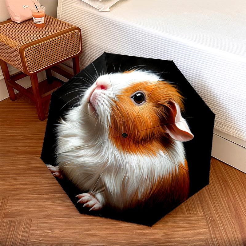1 PC Automatic Folding Umbrella - Cute Guinea Pig Pattern, Portable & Foldable Design with 8 Ribs, Christmas Birthday Gifts