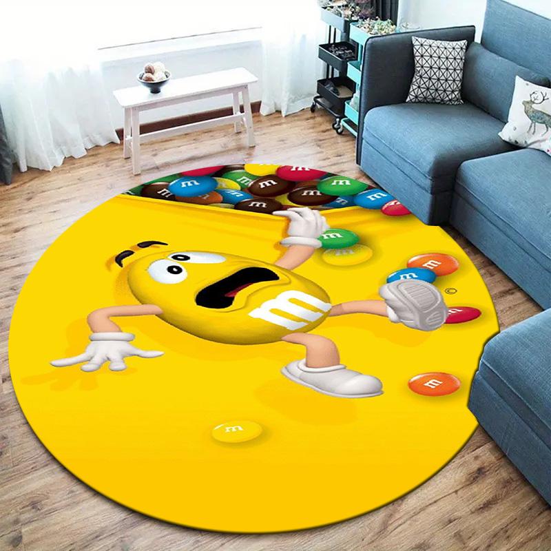 M&M's Round Area Rug,Carpet Rug for Living Room Bedroom Sofa Playroom Decor,Non-slip Floor Mat