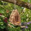 Moth Feeder Wooden Butterfly House for Outside, Teardrop-Shaped Garden Habitat and with Hanging Rope, Natural Insect Hotel Butterflies, Moths,