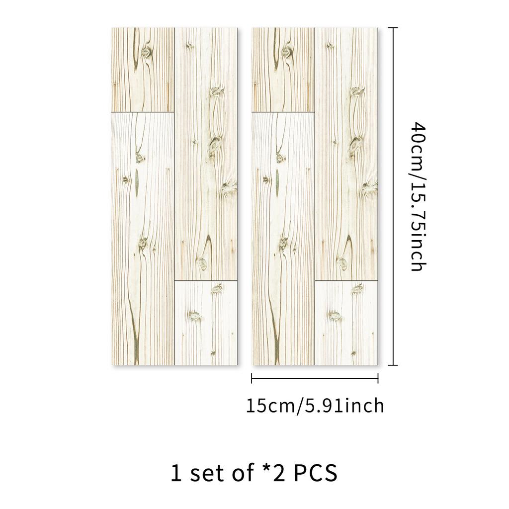 2Pcs 40X15cm PVC Wood Grain Wall Self-Adhesive Sticker Waterproof Living Room Bedroom Wall Decoration Floor Stickers