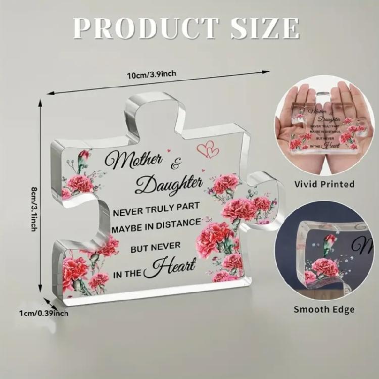 Mothers Day Gifts for Mom Unique Mom Birthday Gifts Engraved Acrylic Block Puzzles Piece Desk Ornament Gift for Mother