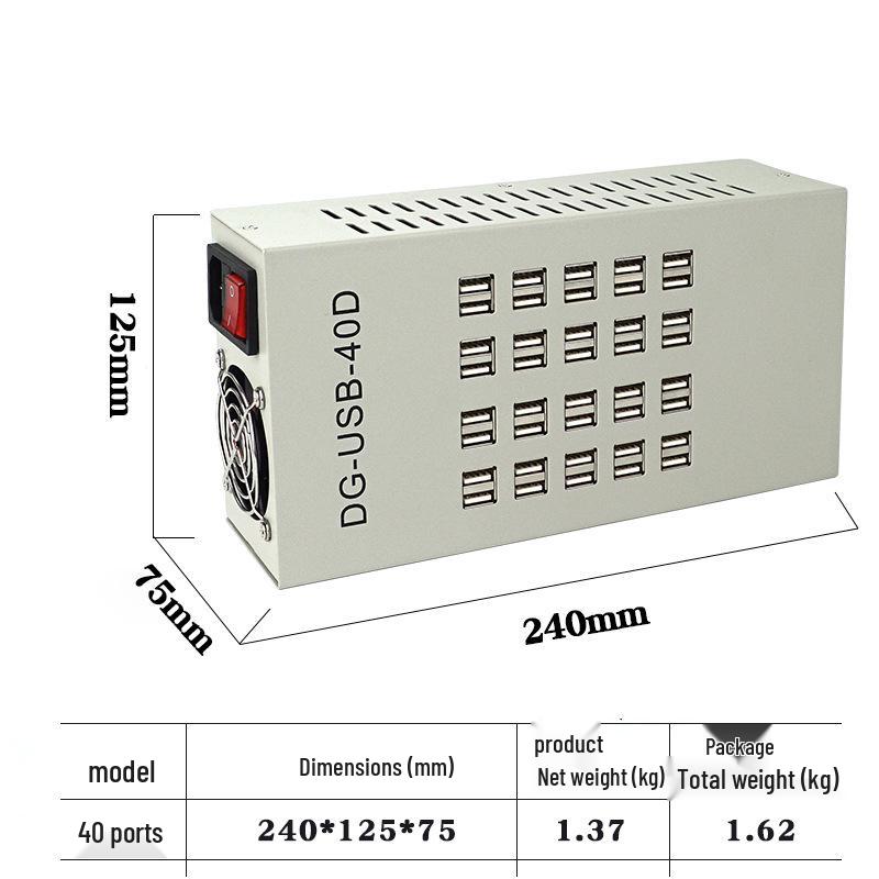 High-Power Multi-Port USB Charging Station with 40 Ports for Fast Charging 40 dual-port with European power cord