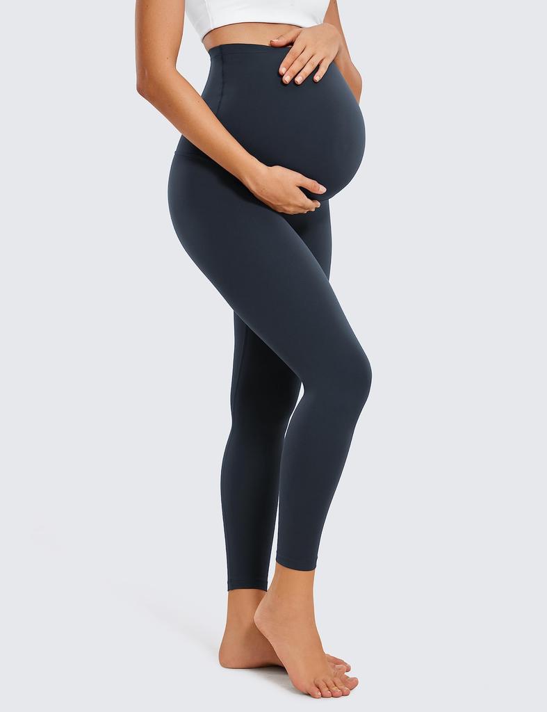 CRZ YOGA Maternity Yoga Maternity Cropped Asian Dark Size L Leggings, Wear, Tights, Length, Stretch, Fit, Butterluxe, 24"/60cm Inseam, Navy,