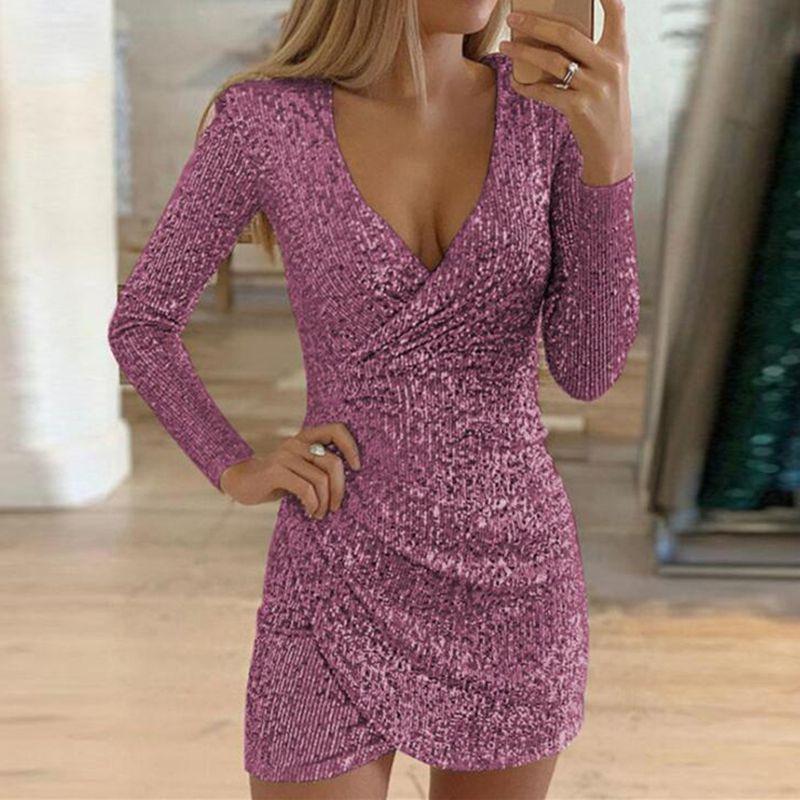 Elegant Women Sequin Christmas Bodycon Dress For Evening Parties And Events