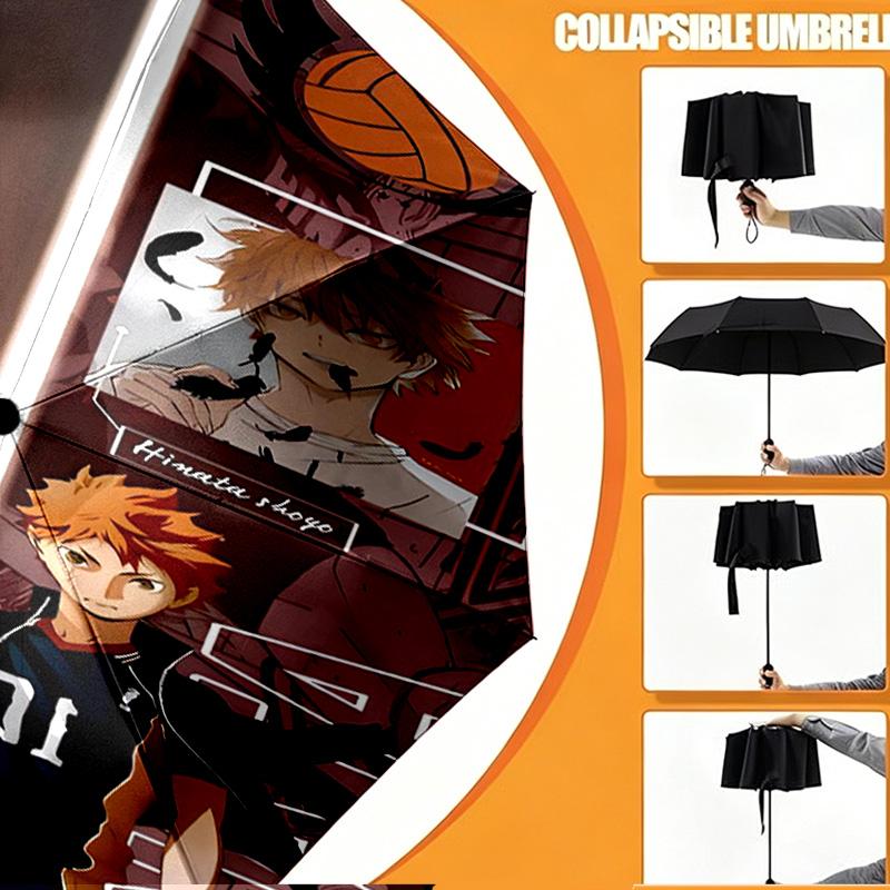 Haikyu Print Umbrella Automatic Opening/ Closing - Portable Foldable Design - Daily use for Travel/Outdoor - Gift for Birthday