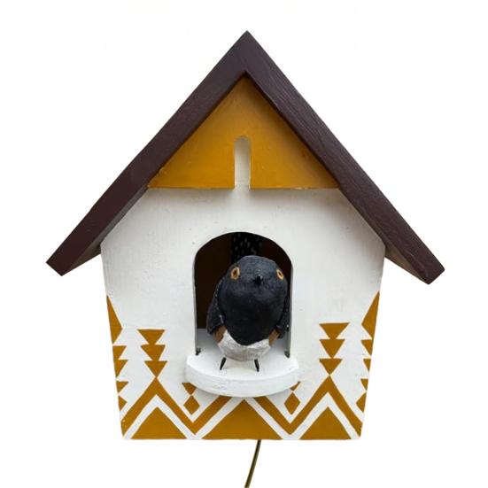 Kinetic Art Birdhouse Wall Decor Animal in House Wall Decoration Outdoor Garden Wall Art for Farmhouse Home Room Yard Patio Porch