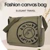 Vintage Cartoon Women Canvas Messenger Bag Large Capacity Tote Bag Women Shoulder Handbag
