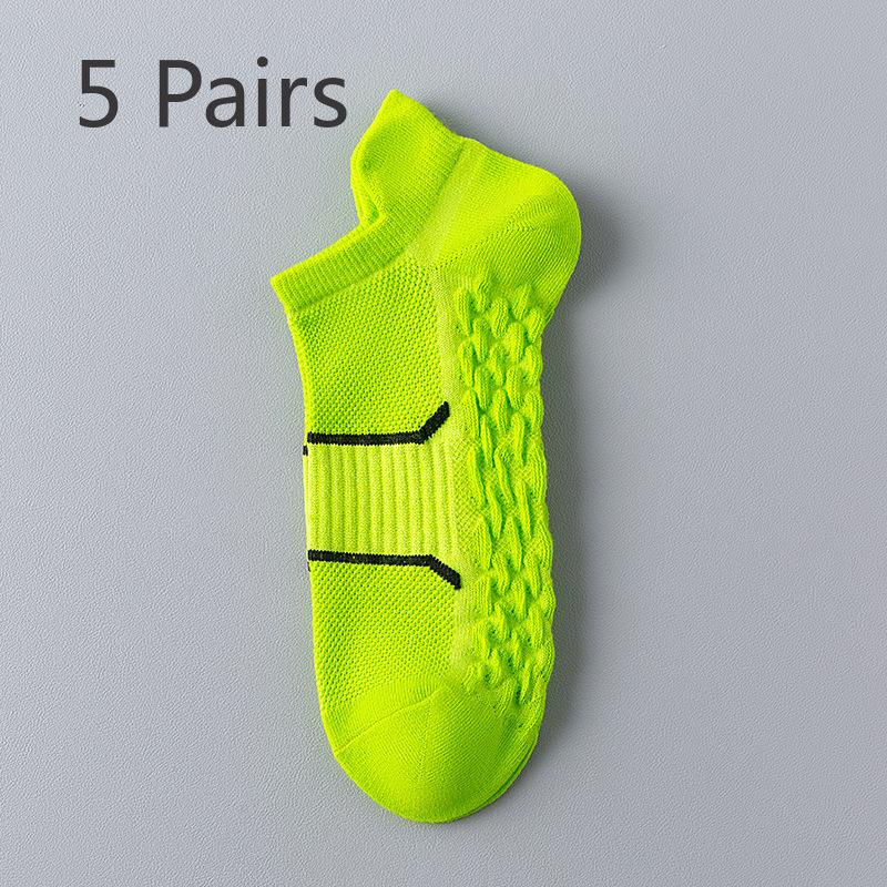 

5 пар мужских летних тонких носков-лодочек из чистого хлопка, впитывающих пот, дезодорирующих, сетчатых, дышащих 5 Pairs флуоресцентный зеленый